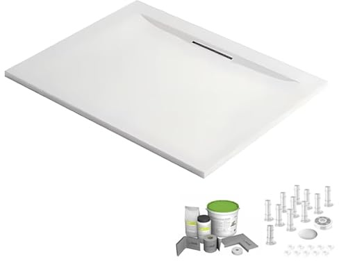 Jacob Delafon Pack Receveur de Douche 170 x 90 Flight Pure Rectangle Blanc + Kit d'étanchéité WEDI + Pieds