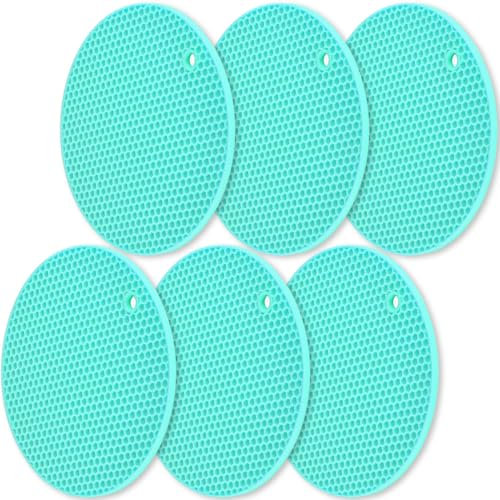 homEdge Silicone Trivets Mat, 6 Packs Multipurpose Non Slip Heat Resistant Pot Holder-Mint Green