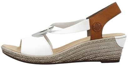 Rieker Alula Womens Wedge Heel Sandals 3.5 UK White/Cayenne