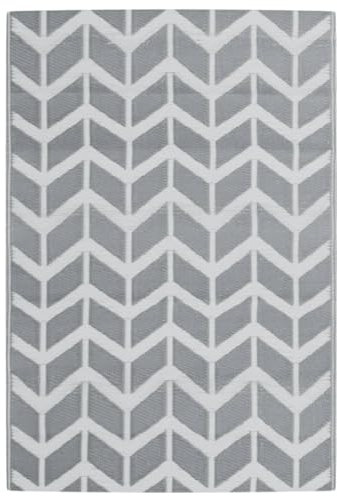 vidaXL Outdoor Teppich, Gartenteppich Beidseitig, Balkonteppich Terrassenteppich UV-beständig, Läufer Teppich für Balkon Terrasse, Grau 140x200cm PP