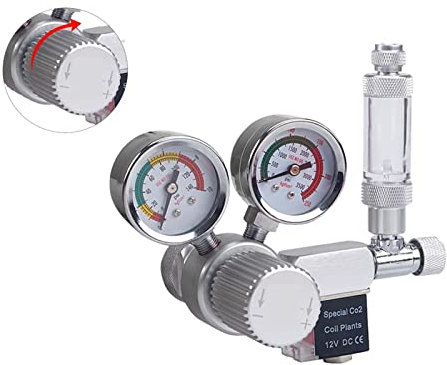 Medidor regulador de CO2 Acuario CO2 Regulador ajustable CO2 Regulador de presión con solenoide Válvula de contador de burbujas de doble manejo de doble presión para cerveza de barril casera (Color :