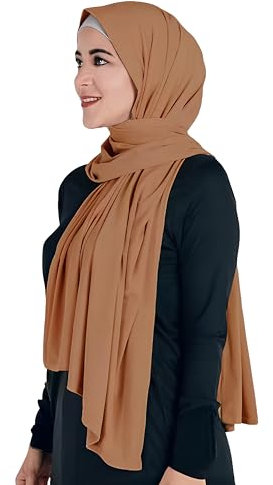 Lina & Lily Maxi Hijab Jersey Premium, Kopftuch Schal Turban für Muslimische Frauen (Karamell)