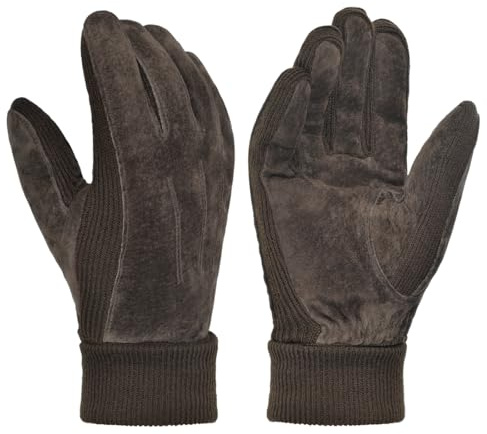 Harssidanzar Herren Winterhandschuhe warm Wolle Fleece gefüttert Wildleder Handschuhe SM045EU