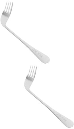 KOMBIUDA 2 Pièces fourchette de coude de vieil homme couverts pour handicapés cuillères courbes pour bébé Fourchette ergonomique pour manger facilement Fourchette pour personnes alitées