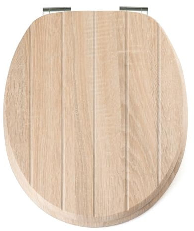 AWD interior WC Sitz mit Absenkautomatik, Toilettendeckel mit Absenkautomatik, MDF Toilettendeckel Holzoptik, Universeller Toilettensitz für WC – Passend für Roca, Kolo, Cersanit