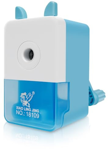 Axinost - Handbetriebener Bleistiftspitzer,Anspitzer mit Kurbel, Anspitzer Studenten-Schreibwarenzubehör, Spitzmaschine mit hochwertigem Spitzermesser-(blau,Blue)