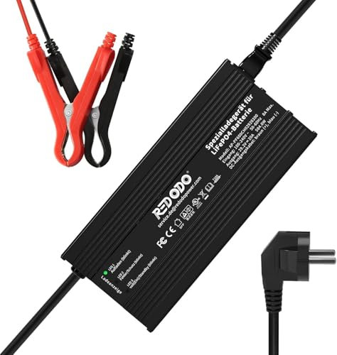 Redodo 29.2V 20A LiFePO4 Caricabatterie Litio, Caricabatterie AC-DC a Carica Rapida, Adatto per Batterie Litio Ferro Fosfato da 24V, Indicatori LED e 4 Funzioni di Protezione