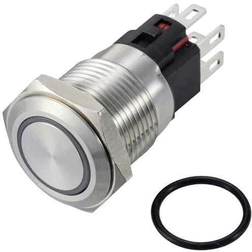 TRU COMPONENTS TC-12647412 Druckschalter 250 V/AC 3 A 1 x Aus/(Ein) IP65 RGB rastend Edelstahl 1 St.