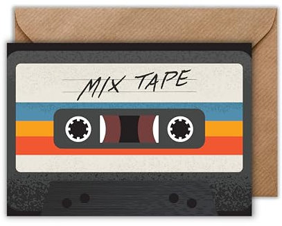 WBdesignz Gruß Karte mit Umschlag - Geburtstagskarte Oldschool Mix Tape Party Einladungskarte Vintage Retro Style Kasette Geschenkkarte Audiophil Nostalgie Musik Kindheit (DIN A6)