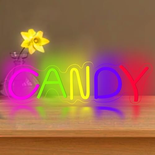 Candy-Neonschild dimmbares LED-Candy-Bar-Neonschild USB-betrieben leuchtendes Geschäftsschild für Süßwarenladen Lollipop Laden Snack Süßwarenladen Kinderzimmer Schlafzimmer Wanddekoration Dekoration