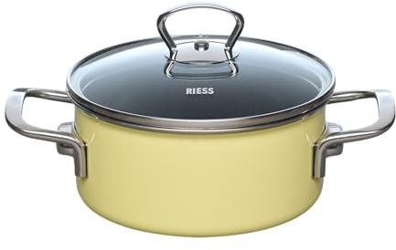 Riess, 0708-002, Kasserolle mit Glasdeckel 16cm, LEMON, Gewicht 1.376kg