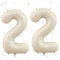 UDRKFOPK Beige Luftballon 22,Zahlen Luftballon Beige,40 Zoll Creme Weiß Folienballon 22,Beige Zahlenballon 22 Helium Ballon Luftballon 22 Geburtstag für 22th Geburtstagsdeko Mädchen Junge