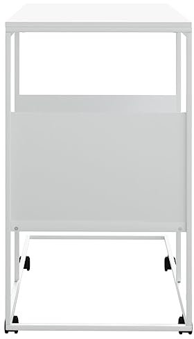 HEFZGDB Beistelltisch mit Rollen Weiß 55x36x63,5 cm Holzwerkstoff Kleiner Beistelltisch Fernsehtisch Satztische Fürs Wohnzimmer Wohnzimmer Tisch Für Couch für Tagungsraum Balkon Garten Innenhof