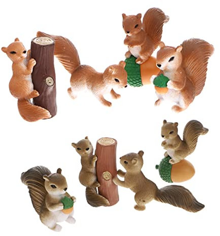 CAXUSD 8stücke Eichhörnchen Spielfigur Miniatur-eichhörnchen Landschaftsschmuck Garten Dekoration Landschaftsgestaltung Eichhörnchen-Modell-dekor Gartendekoration Im Freien