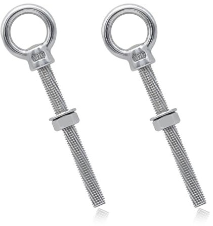 Lot de 2 vis à œil longues - M10 x 120 mm - Œillets à œil en acier inoxydable - Pour fixation et suspension