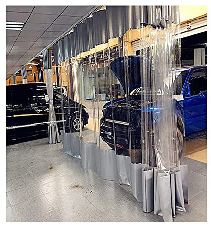 Transparenter PVC-Planenvorhang für Werkstätten im Freien, Pergola, strapazierfähig, transparente Trennwand, graue Seite, 3 x 2,2 m
