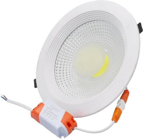 JANDEI – 20-W-COB-LED-Einbaustrahler, weißer runder Rahmen, 185 x 45 mm (160 mm Ausschnitt), 1800 Lumen, IP44. Ideal für Wohnzimmer, Küche, Bad und 1 Zimmer (Tageslicht 4200 K)