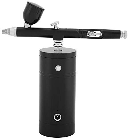 DEWIN Mini Air Brush Kit, Airbrush Kit with Compressor Portable USB Rechargeable Airbrush Spray Gun for Make up Tattoo Nail Art Cake Face Paint and Model Painting 7CC Capacity (Black)