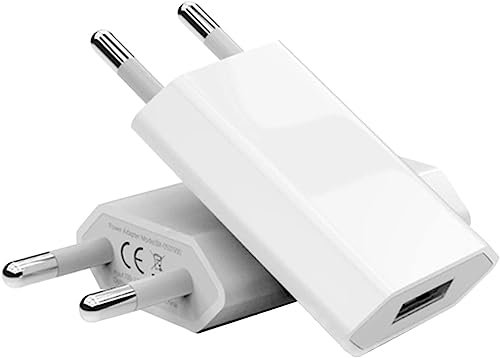 (2 Packungen) Schnellladegerät, Universal-Steckdosenadapter (5 W, 5 V, 1 A), geeignet für Reisen, kompatibel mit iPhone Apple Samsung Galaxy Pixel Nexus Huawei Xiaomi HTC Sony LG – Weiß