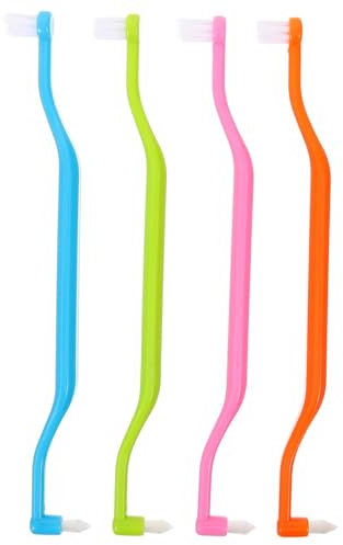 FRCOLOR 4pezzi Spazzolini Da Denti Testa Affusolata Spazzolini Interdentali Doppi Per Pulizia Profonda e Di Apparecchi Ortodontici Arancione