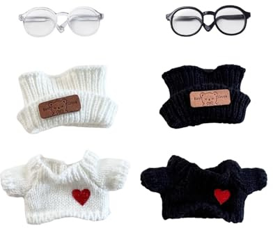 Mrltau 2 Set Gestrickte Mützen Pullover Kleidung Für Vinyl Plush Toy Keychain Puppe 17 cm, Süße Puppenkleidung