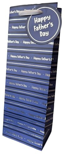 AKH® Father's Day Bottle Gift Bag with Gift Tags | 35.5cm x 13cm x 9cm | Dads Day Thick Luxury Paper Gift Bag | Dad's Day Gifts Bags | Reusable 250 GSM Card (Design A)