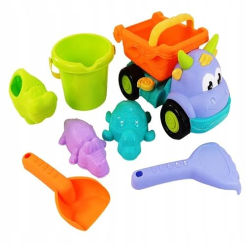 Jouets de Plage pour Enfants, Set Complet avec Camion, Seau, Pelle, Râteau et Moules de Sable, dès 3 Ans