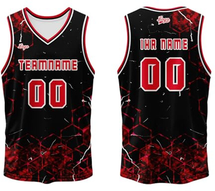 DFG RYNDAIR Personalisierte Basketball Jerseys für Herren & Damen Kinder Individuell bedruckbar mit Name, Nummer & Logo
