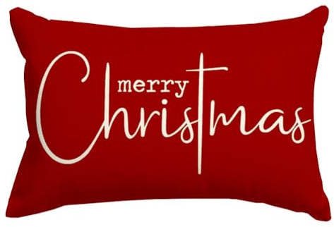 RABUSOFA Rot Weihnachtskissenbezüge Kissenbezug 30x50 Kissen Weihnachten Merry Christmas Weihnachtsdeko Outdoor Winterdeko Xmas Deko Decorations Indoor (Rot, 30 x 50 cm)
