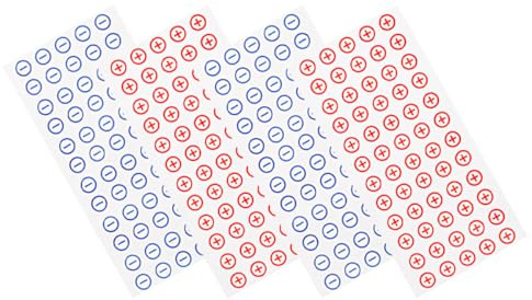 NUOBESTY 4 Sheets 12Mm Self Adhesive Battery Polarity Stickers PVC Red Positive and Blue Negative Labels for Power Distribution and Car Battery Posts