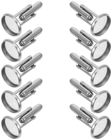 MINAOLULUS 10 Stück Selbstgemacht Manschettenknöpfe Rohlinge Rund 12mm aus Edelstahl Manschettenknopf Basis für Herren Hemd und Anzug