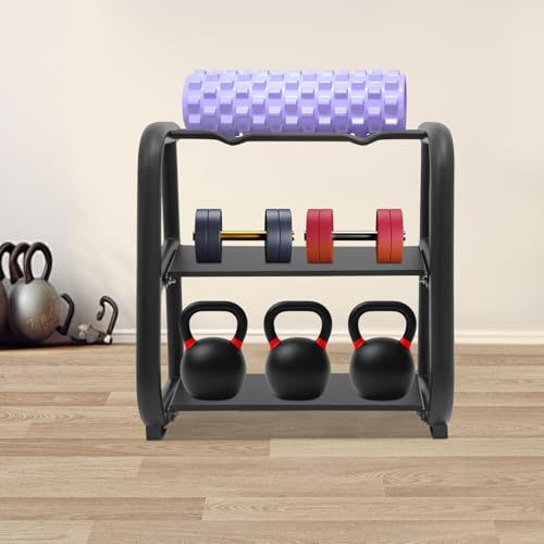 Hantel- und Kettlebell-Ständer, Aufbewahrungsregal für Kurzhanteln & Kettlebells, Dumbbell Rack, platzsparende Gewichteablage, robustes T3-Stahlrohr, 100 kg Tragkraft, stabil & ordnend