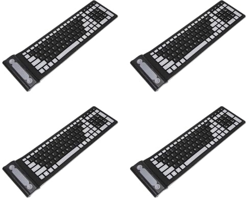 Vjsujehgy 4X Portatile Mini Flessibile Roll Up Water Lavabile in Morbido Silicone Tastiera Fili con Ricevitore USB per PC Tablet Computer Portatile