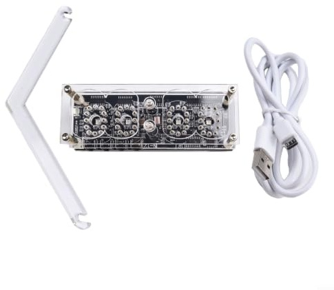 IN12-basierte Nixie-Uhr mit Zeit- und Datumsanzeige, Echtzeit-Uhr-Chip, Low-Power-Design ca. 1 W, ferngesteuerte Umgebungslichtoptionen (ohne Röhren)