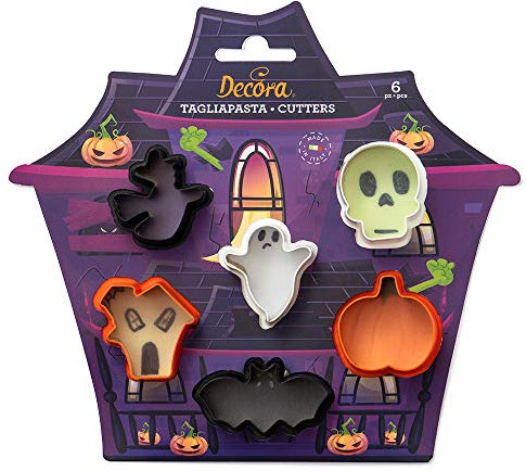 Decora 0255090 AUSSTECHER MINI AUS KUNSTSTOFF HALLOWEEN 6-TLG. 3/5 X H 2,2 CM, arancio