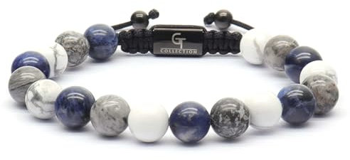 Perlenarmband für Herren | Geschenk für Männer | Einheitsgröße | Wird wegen seiner erdenden Wirkung verwendet | 100 % natürlich | Verstellbares Armband für Männer mit Edelsteinen (Mehrfarbig)