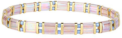 KELITCH Neu Miyuki Tila Perlen Stretch Armbänder Damen Tila Armbänder Stapelbare Freundschaftsarmbänder - Klar Lila 10J