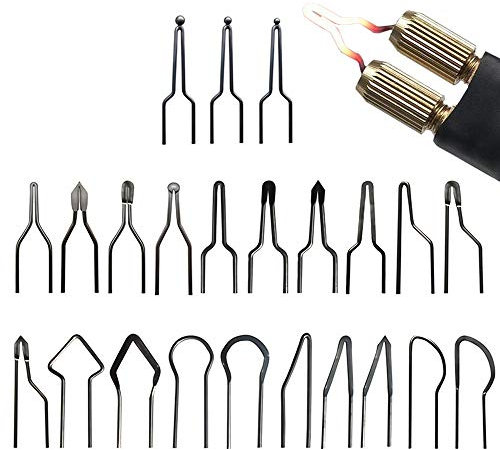 23 Pezzi Punte per Pirografia, Punte Cavi per Pirografia, Punte per Riscaldamento a Legna, Portatile Mini Nessun Cavo Riscaldamento Ad Alta Impedenza Piegato Macchina per Pirografia 30-50 W