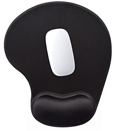 Hsurbtra Ergonomic Mouse Pad with Wrist Rest Support, Gel Mouse Pads with Non-slip PU Base, Pain Relief Memory Foam Mousepad for Laptop PC, Cute Office Supplies Desk Decro Accessories Jet Black