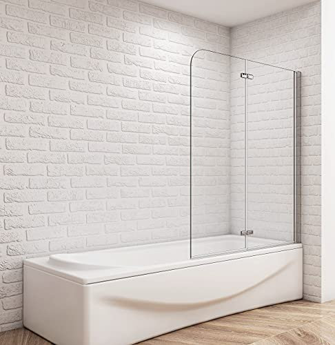 Aica Sanitär Badewannenaufsatz 100cm Badewanne Duschabtrennung Duschwand Dusche 2-tlg Höhe 140cm