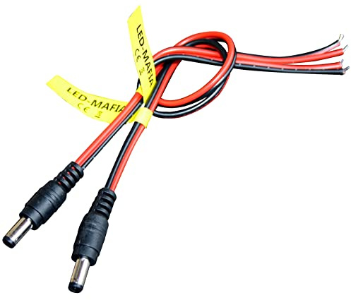 DC Power Hohlstecker 5,5 mm x 2,5 mm Kabel, 18AWG Female Male Buchse, 12V 5A DC Kabelstecker für CCTV Überwachungs Kamera Adapter (10, Hohlstecker DC-Stecker)