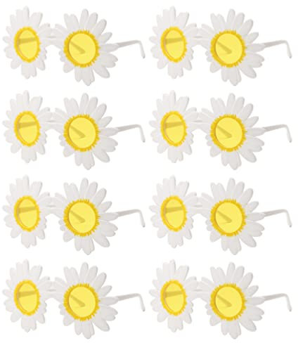 STOBOK 8 Stücke Partybrille Gänseblümchen Sonnenbrille Vintage Sonnenblumen Brille Spaßbrille für Damen Geburtstag Karneval Fasching Party Foto Requisitens Kostüm Zubehör