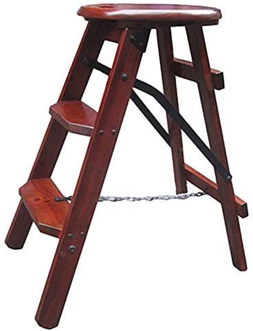 DASHADAO Leiterhocker aus Massivholz, zusammenklappbar, tragbar, Verbreiterung des Pedals, Sicherheits-Kletterhocker, Blumenständer, 64 cm hoch (Farbe: BRAUN, Größe: 36 x 56 x 64 cm)