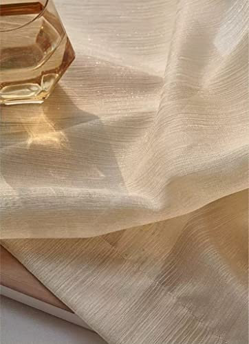Lactraum Vorhang Wohnzimmer Luxus vergoldete Gardine Voile Gold H245 x B100 cm mit Ösen