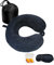 NavoX Cuscino da viaggio Cuscino collo in memory foam Cuscino di supporto, Maschera per dormire/tappo per le orecchie/sacchetto, confezione rapida compatta e leggera per campeggio,voli (nero)