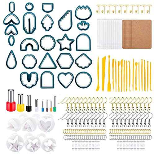Yayatty 312 Stück Polymer Clay Cutter Set, 24 Form Clay Ohrring Cutters mit Ohrringe Zubehör, Plastic Clay Ohrringschneider für Polymer Clay Schmuckherstellung