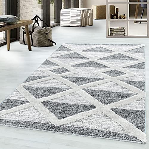 Morhane Pisa Trapeze Teppich hochflor rechteckig 60x110cm grau