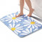 QJHOMO Blau Badezimmerteppich Niedliche Gänseblümchen Badematte rutschfest Waschbar Badteppich Weiße und Gelbe Blume Badvorleger Weiche Duschvorleger Absorbierende Badezimmer Teppich 60x90 cm