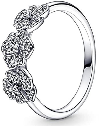 Deep Purple Pansy Triple Pansy Flower Ring For Women Wedding Party Europe Fashion Jewelry-9,B