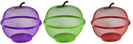 PNJB, Apple Shape Mesh Fresh Fruits Storage Basket Keep Flies & Unwanted Insects Out, Iron sprayed plastic basket, Kitchen Storage Accessories,